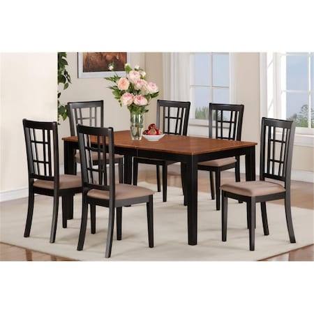 East West Furniture 7 Piece Dining Room Table Set-Kitchen Tables Plus 6 Kitchen Chairs NICO7-BLK-C